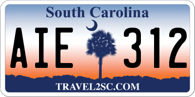 SC license plate AIE312