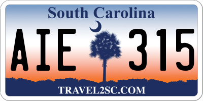 SC license plate AIE315