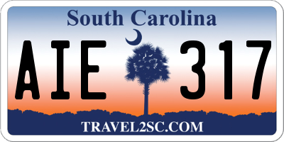 SC license plate AIE317