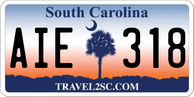 SC license plate AIE318