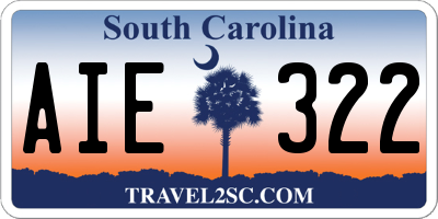 SC license plate AIE322