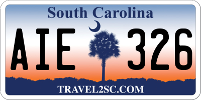 SC license plate AIE326