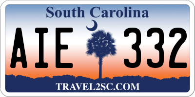 SC license plate AIE332