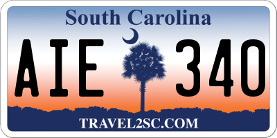 SC license plate AIE340