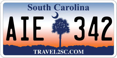 SC license plate AIE342