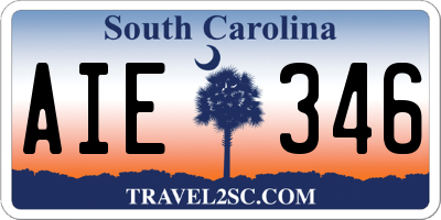 SC license plate AIE346