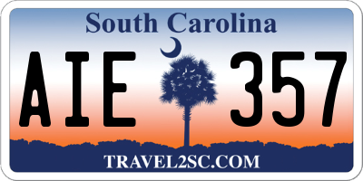 SC license plate AIE357