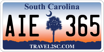 SC license plate AIE365