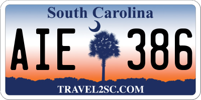 SC license plate AIE386