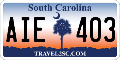 SC license plate AIE403