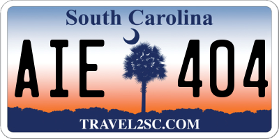 SC license plate AIE404