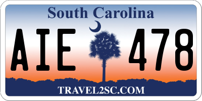 SC license plate AIE478