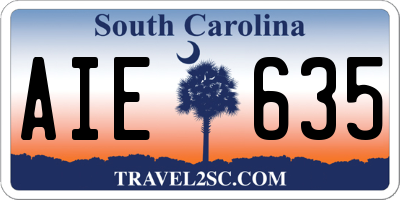 SC license plate AIE635