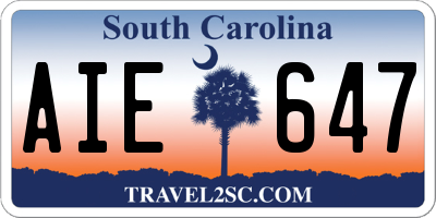 SC license plate AIE647