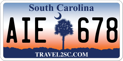 SC license plate AIE678