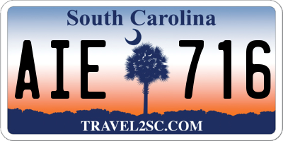 SC license plate AIE716