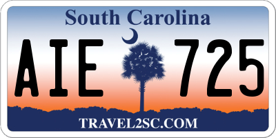 SC license plate AIE725