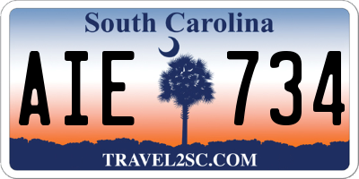 SC license plate AIE734