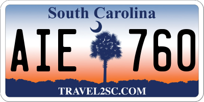 SC license plate AIE760