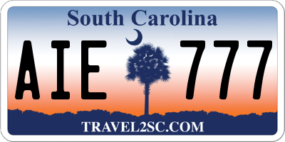 SC license plate AIE777