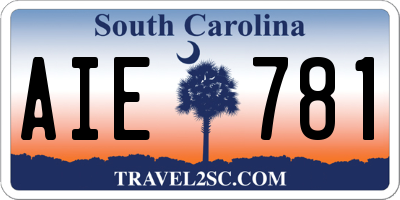 SC license plate AIE781