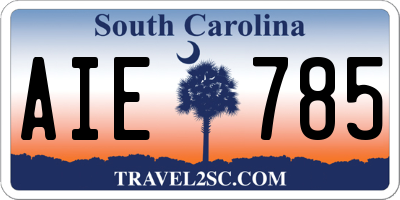 SC license plate AIE785