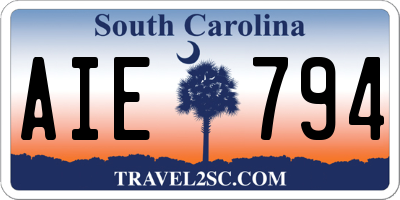 SC license plate AIE794
