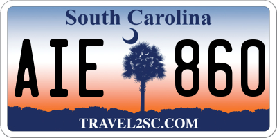 SC license plate AIE860