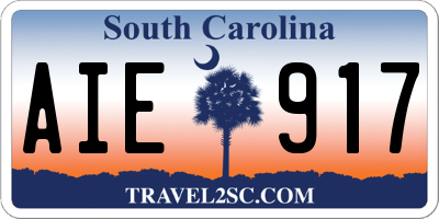 SC license plate AIE917