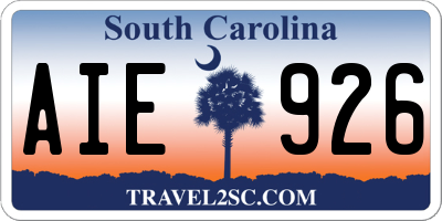 SC license plate AIE926