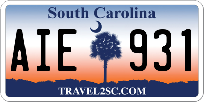 SC license plate AIE931