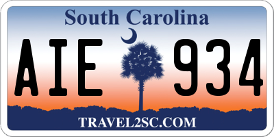 SC license plate AIE934