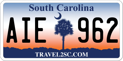 SC license plate AIE962