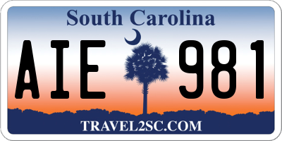 SC license plate AIE981