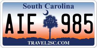 SC license plate AIE985
