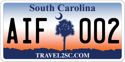 SC license plate AIF002