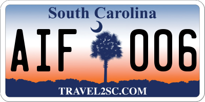 SC license plate AIF006