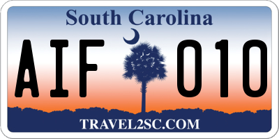 SC license plate AIF010