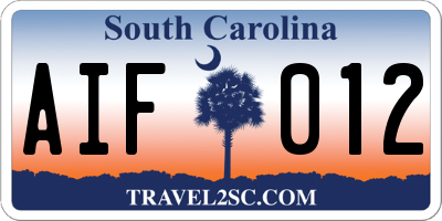 SC license plate AIF012