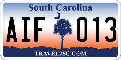 SC license plate AIF013