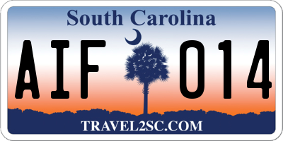 SC license plate AIF014