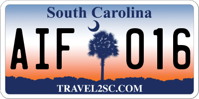 SC license plate AIF016