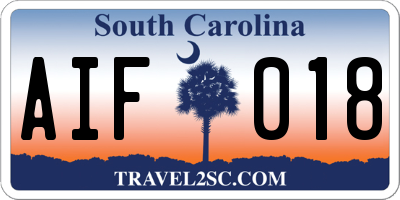 SC license plate AIF018
