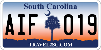 SC license plate AIF019