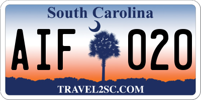 SC license plate AIF020