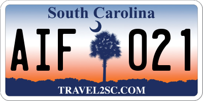 SC license plate AIF021
