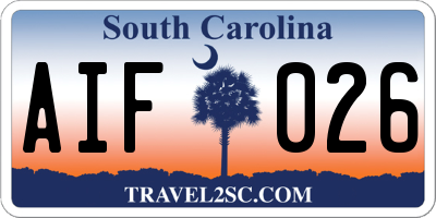 SC license plate AIF026