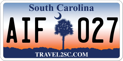 SC license plate AIF027