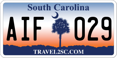 SC license plate AIF029