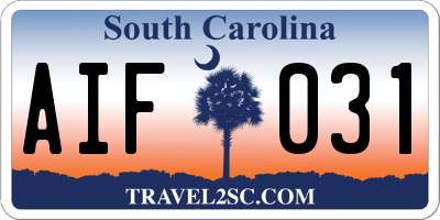 SC license plate AIF031
